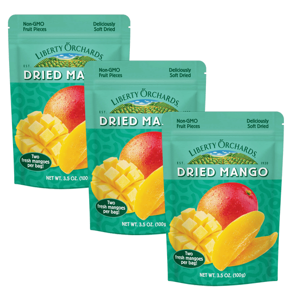 Liberty Orchard Organic Dried Mango - Naturally Sweet Dried Fruit with No Added Sugar- Vegan Dried Fruit Packed with Fiber & Vitamins- Healthy Snack Ideal for Recipes & On-the-Go Energy- 3 Pack- 100