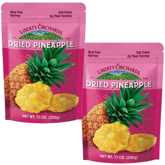 Liberty Orchard Organic Whole Dried Pineapple - Deliciously Sweet Dried Fruit Snack Packed with Fiber & Vitamins - Healthy Fruit Snack Ideal for Smoothies, Salads, & Baking - 2 Pack- 200g