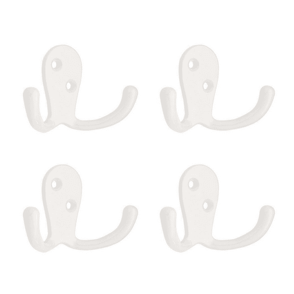 Liberty P12092V-W Double Prong Hook White Finish 4 Pack