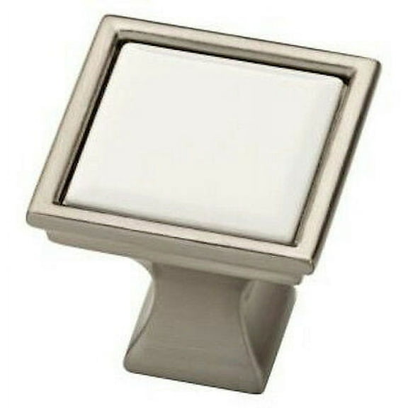 Liberty P20376c-188   1" White Ceramic w/ Satin Nickel Square Cabinet Drawer Knob