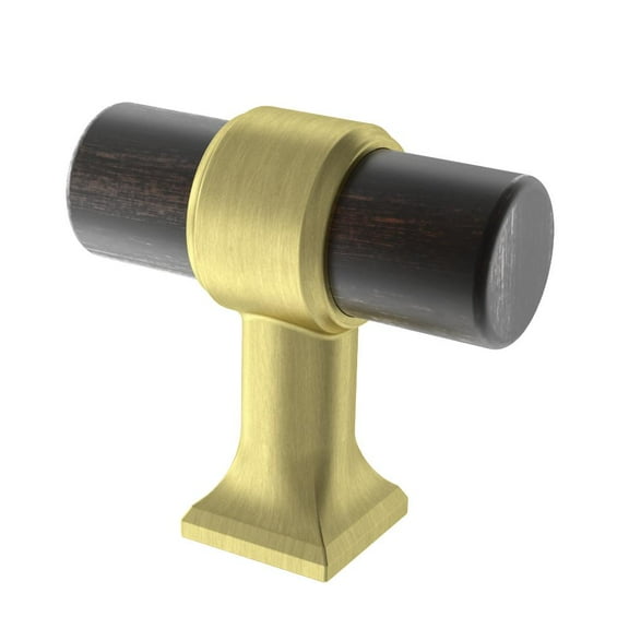Liberty P37811C-VBB 1 9/16" Vintage Black Wood & Bayview Brass Bar Drawer Knob