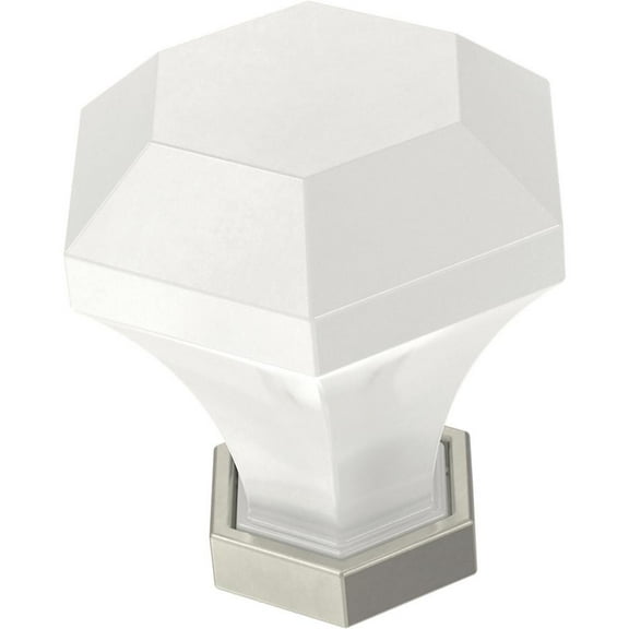 Liberty P42412C-WSN 1 3/8" Classic Acrylic Cabinet Drawer Knob White & Satin Nickel