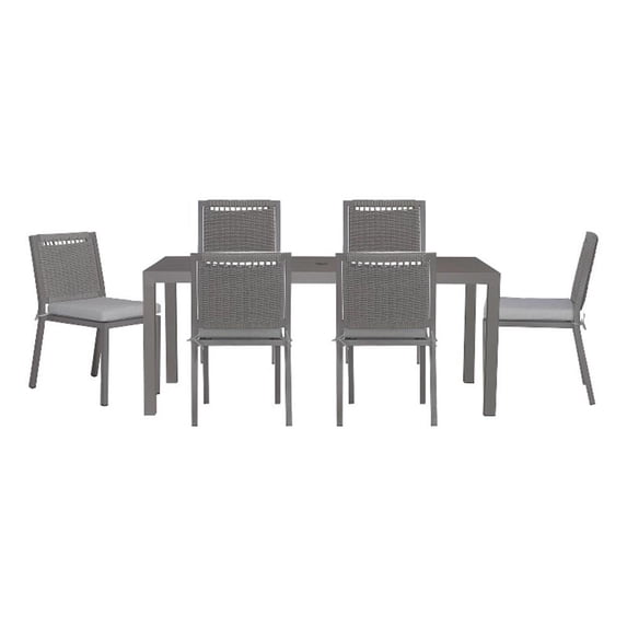 Liberty Plantation Key 7 Piece Aluminum Outdoor Rectangular Dining Set in Gray