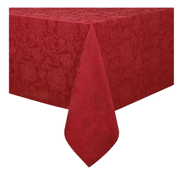 Winter Wonderland Holiday Medley Red Damask Tablecloth, 60x84 Oblong