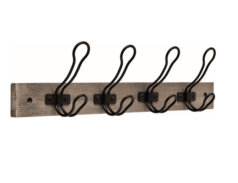 Better Homes & Gardens Rustic Wire Hook Rail, Graywash & Black 18 in, 4 ...