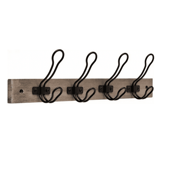 Better Homes & Gardens Rustic Wire Hook Rail, Graywash & Black 18 in, 4 Pack