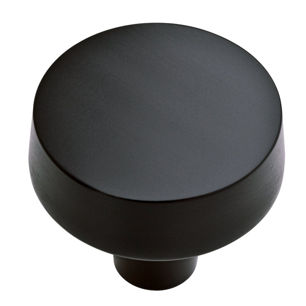 Matte Black Round Modern Brass Knob with Mounting Hardware