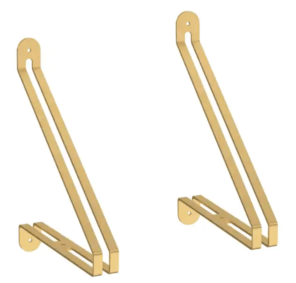 Sleek Modern Brushed Brass Decorative Shelf Bracket Set