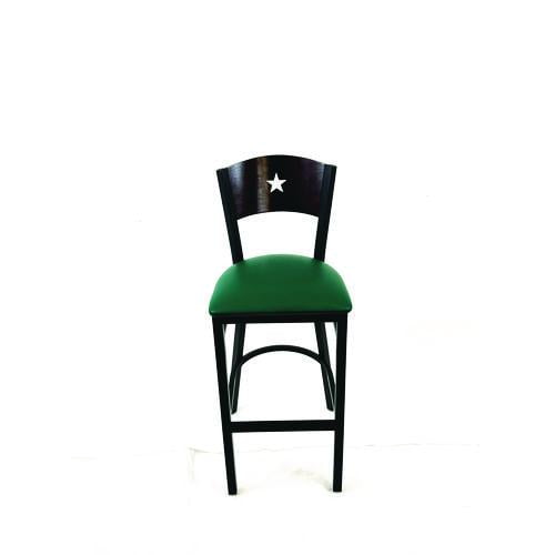 Liberty Series Barstool, Supports Up to 300 lb, 28.5" Seat Height, Green Seat, Dark Mahogany Back, B | Bundle of 2