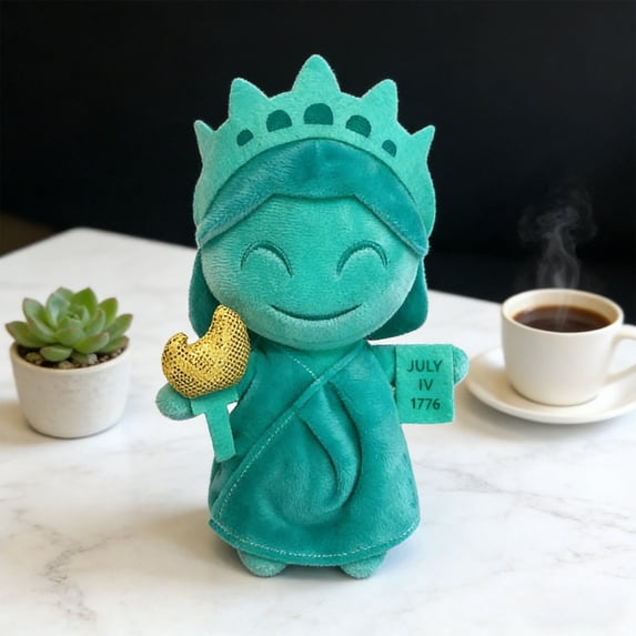 Liberty Statue Plush Doll Exquisite Stuffed Figure With Golden Torch For Patriotic Themed Decor & Gifting(Green-21Cm)