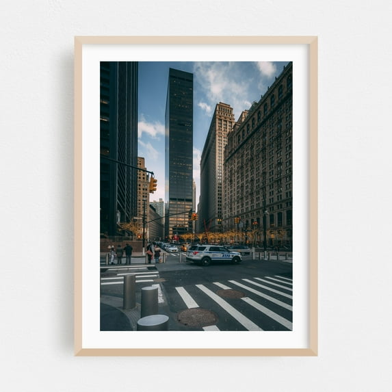 Liberty Street - Manhattan New York Photography Cityscape Architecture Street Photography Skyline Travel Poster Oak Framed Wall Art Print 11 x 14 inches
