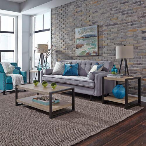 Sun Valley Brown Faux Metal Rectangular Coffee Table Set