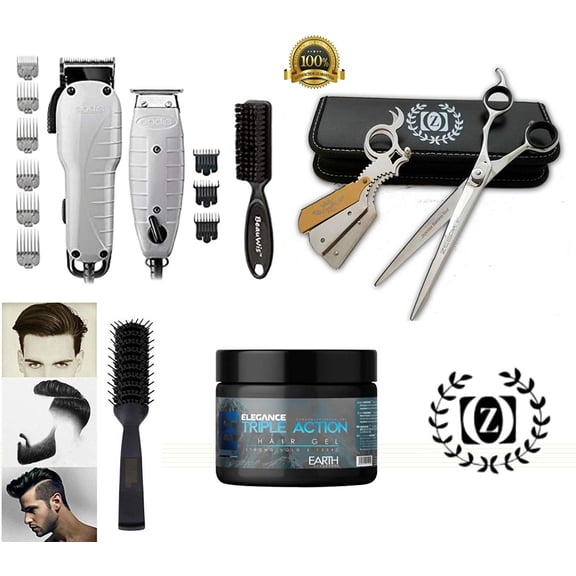 Liberty Supply Andis Barber Combo Hair Cutting Starter Kit Clippers Trimmer Elegance Hair Gel Brush