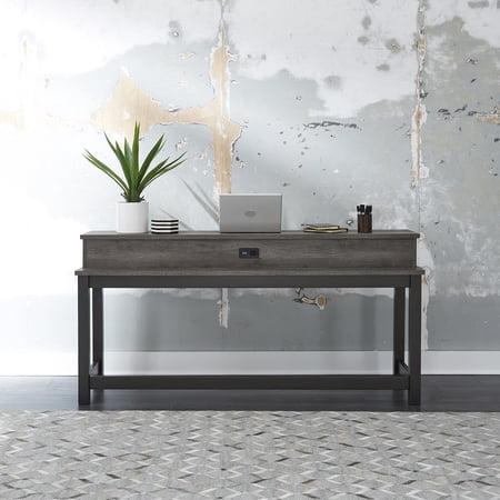 Liberty Furniture Tanners Creek Console Bar Table with Charging Station - Gray