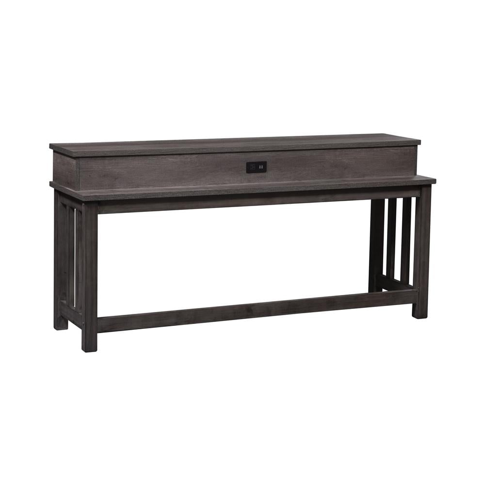 Greystone Finish Rectangular Console Bar Table with Storage