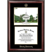 Liberty University 8.5 x 11 Gold Embossed Diploma Frame with Campus Images Lithograph