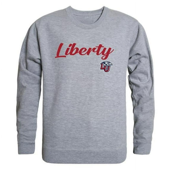 Liberty University Script Crewneck T-Shirt, Heather Grey - Medium