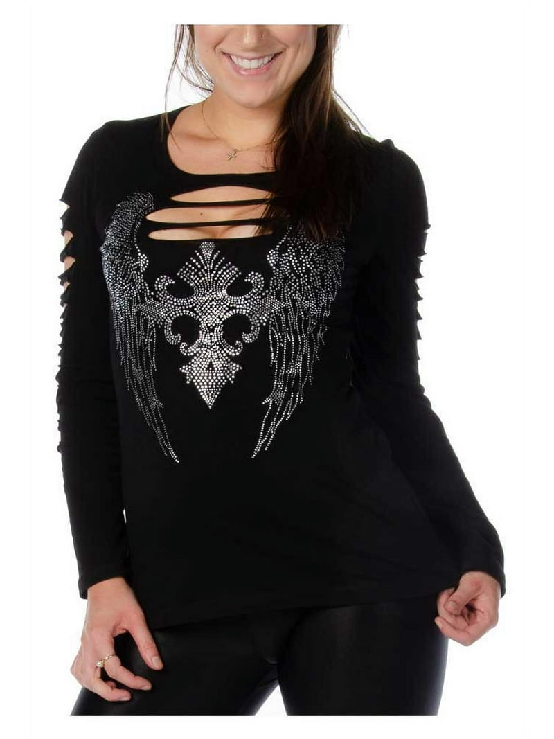 Liberty Wear Women's Dark Angel Embellished Cut-Out Slits Long