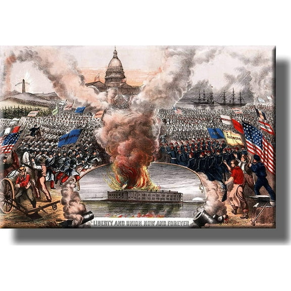 Liberty and Union Civil War Picture Made on Stretched Canvas Wall Art Decor Ready to Hang!.
