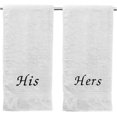 thumbnail image 1 of Liberty21 His & Hers Embroidered Cotton Bath Towels. Bath Towels Set Includes: 1 His Bath Towel and 1 Hers Bath Towel. (White), 1 of 8