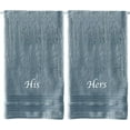 thumbnail image 1 of Liberty21 Oversized, Luxurious His & Hers Embroidered Towels. Set Includes: 1 His, 1 Hers. (Denim), 1 of 5
