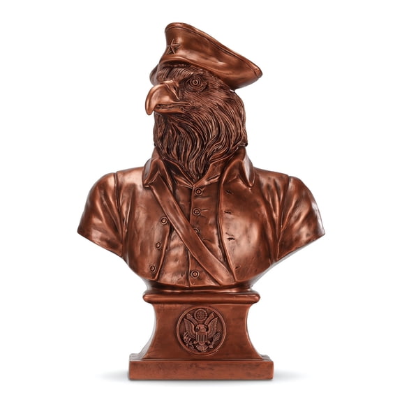 LibertyFounders Eagle Sailor Bust Statue, Bronze Patriotic Bald Eagle Figurine, Resin Sculpture for Office & Home, 4th of July Decor