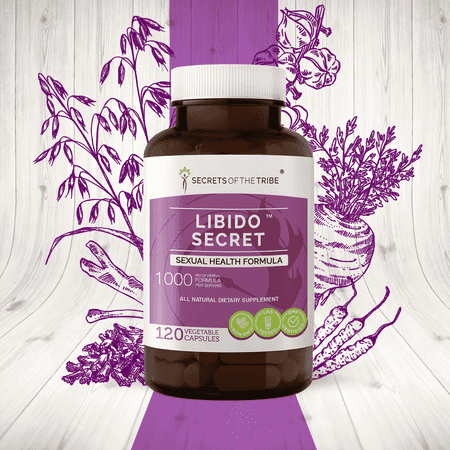 Secrets of the Tribe Libido Secret Capsules Dietary Supplement, Natural Herb Blend, Made from Ashwagandha, Maca, Oatstraw, Catuaba, Guarana, Barrenwort - Horny goat weed, Muira Puama 120 Count