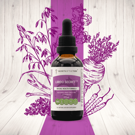 Secrets Of The Tribe Libido Secret Blend Tincture Dietary Supplement, Natural Extract, Made from Ashwagandha,Maca,Oatstraw,Catuaba,Guarana,Barrenwort - Horny Goat Weed,Muira Puama ,Cordyceps 2 oz