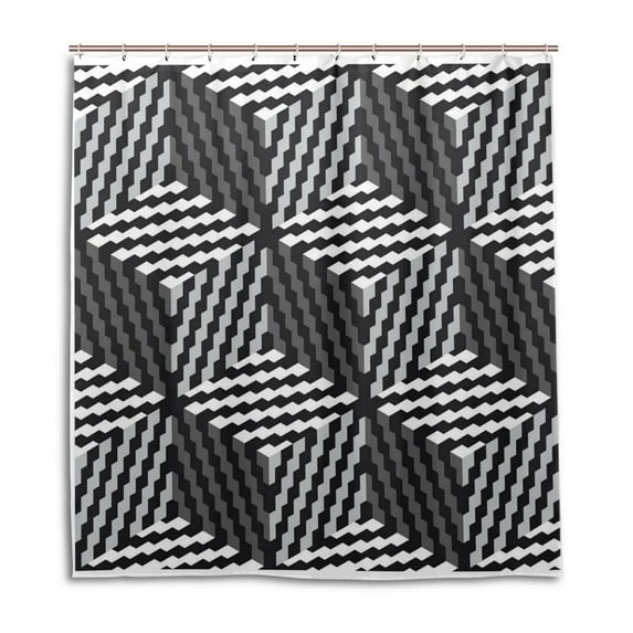 Libin 3D Zigzag Square Shower Curtain Waterproof Bathroom Shower Curtain 60x72 inches