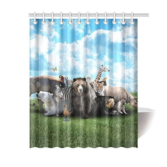 Libin A Group of Animals Bathroom Waterproof Fabric Shower Curtain 66x72 inches