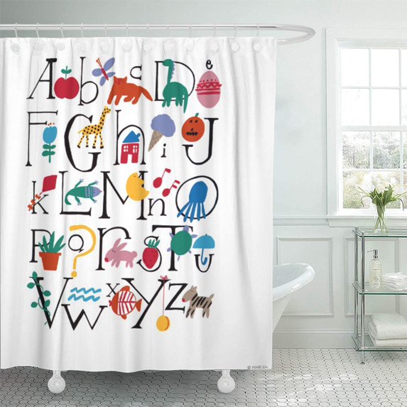 Libin ABC Cute Alphabet Juvenile Children Learning Shower Curtain 60x72 inch