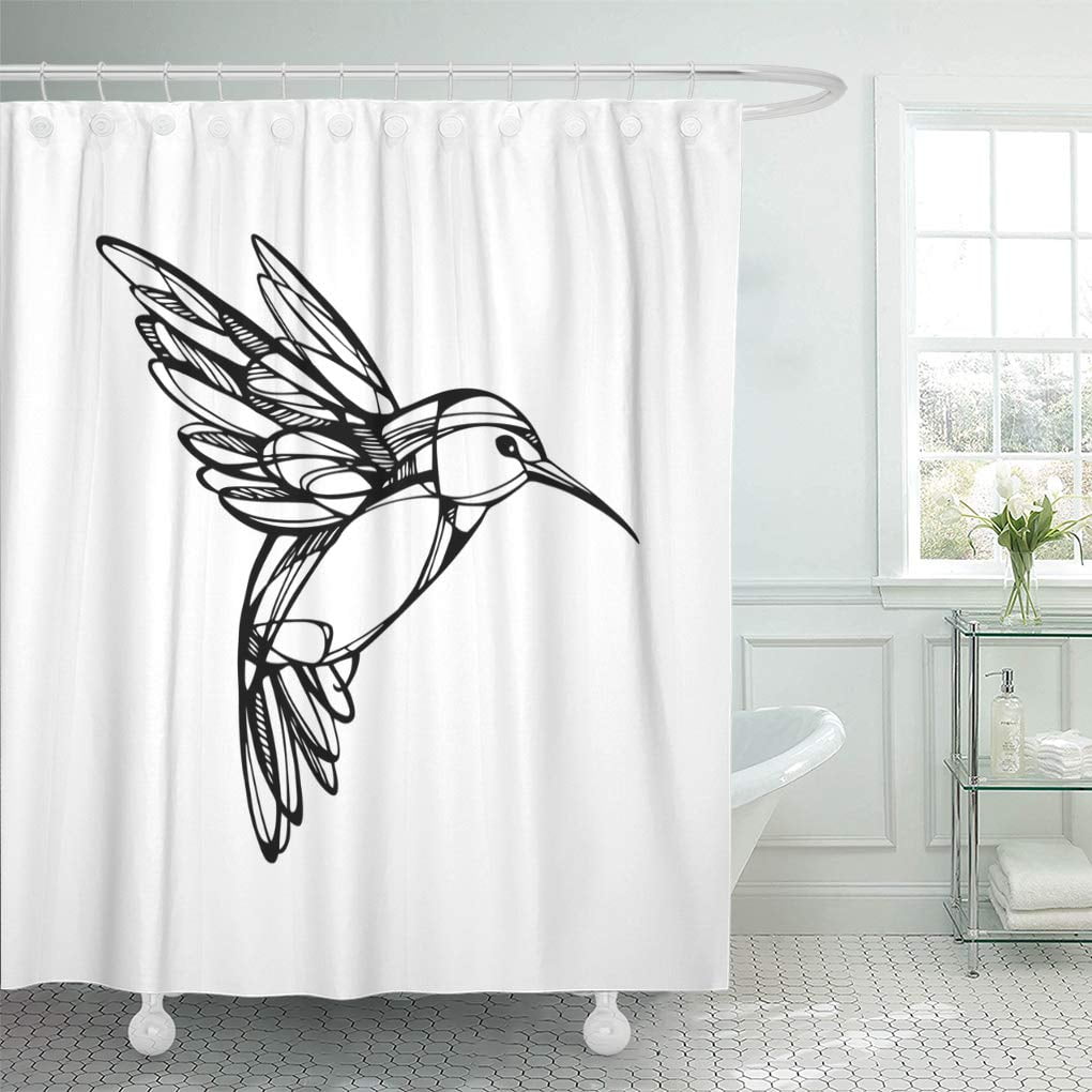 Libin Abstract Black Elegant Humming Bird Silhouette White Graphic