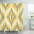 thumbnail image 1 of Libin Abstract Yellow and Gray Wild Ikat Pattern Diamond Geometric Shower Curtain 60x72 inch, 1 of 3