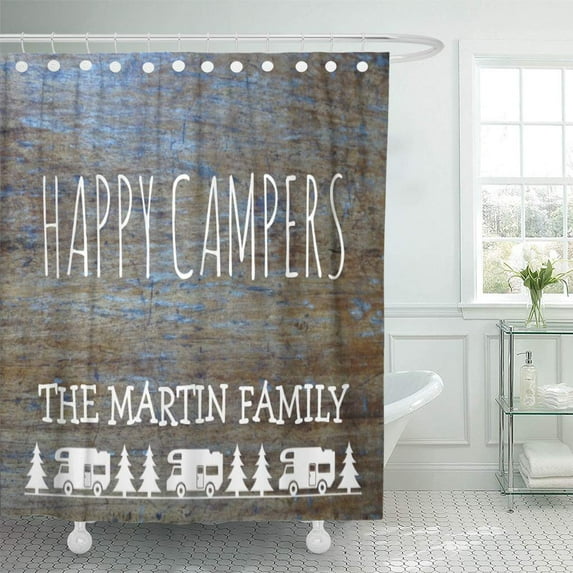 Libin Add Rustic Wood Rv Camping Happy Campers Name Your Shower Curtain 60x72 inch
