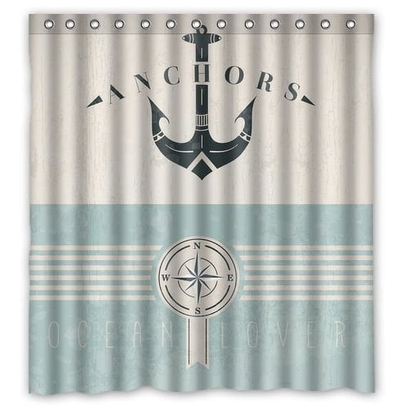 Libin Adventuring With Anchors Ocean Lovers Shower Curtain Polyester Fabric Bathroom Decorative Curtain Size 66x72 Inches
