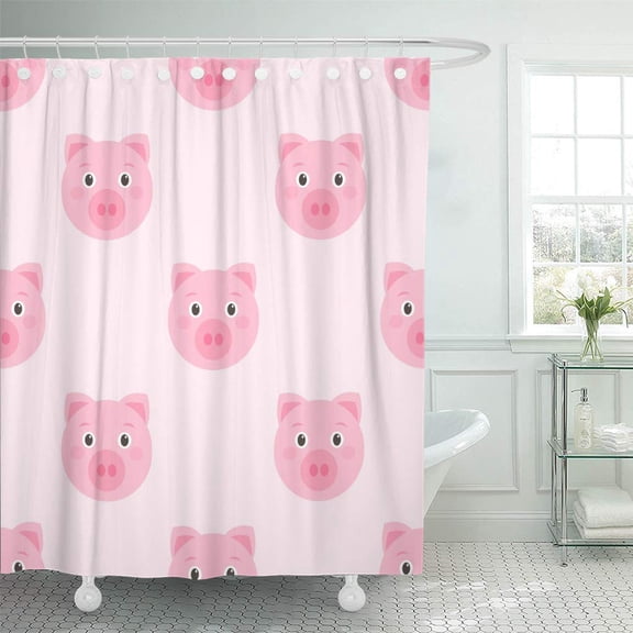 Libin Agriculture Barnyard Cute Pink Pigs Adorable Baby Cartoon Shower Curtain 66x72 inch