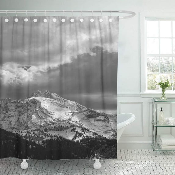 Libin Alpine Black and White View to The Snowy Mountains Shower Curtain 60x72 inch