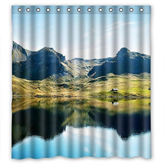 Libin Alps Lake Shower Curtain Polyester Fabric Bathroom Decorative Curtain Size 66x72 Inches