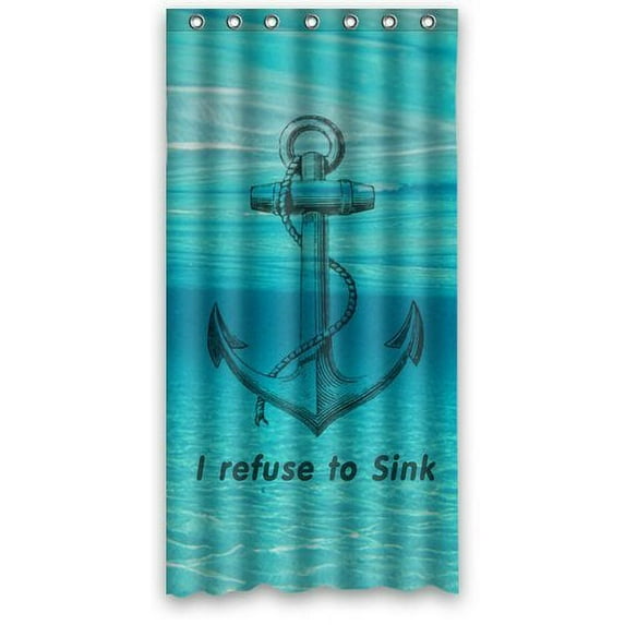 Libin Anchor I Refuse To Sink Shower Curtain Polyester Fabric Bathroom Decorative Curtain Size 36x72 Inches