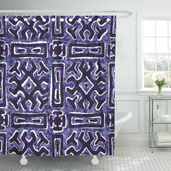 Libin Ancient Colorful Abstract Batik Ethnic Pattern Color Continuity Shower Curtain 66x72 inch