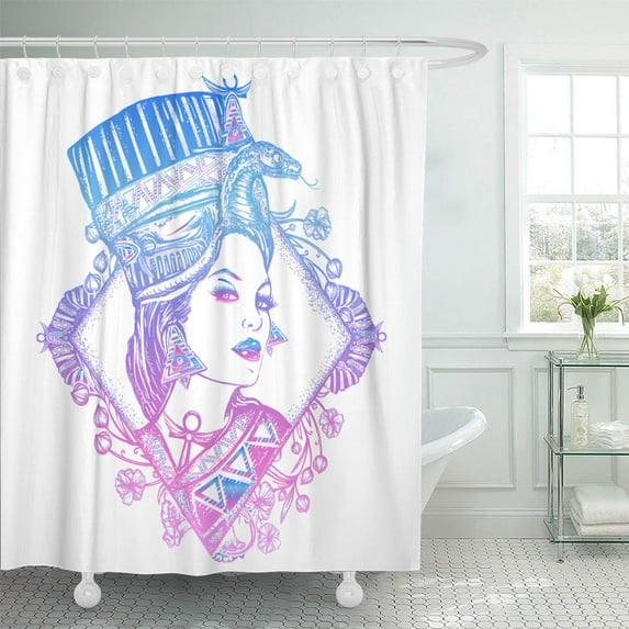 Libin Ancient Egypt Woman Color Tattoo and Queen of Nefertiti Shower Curtain 60x72 inch