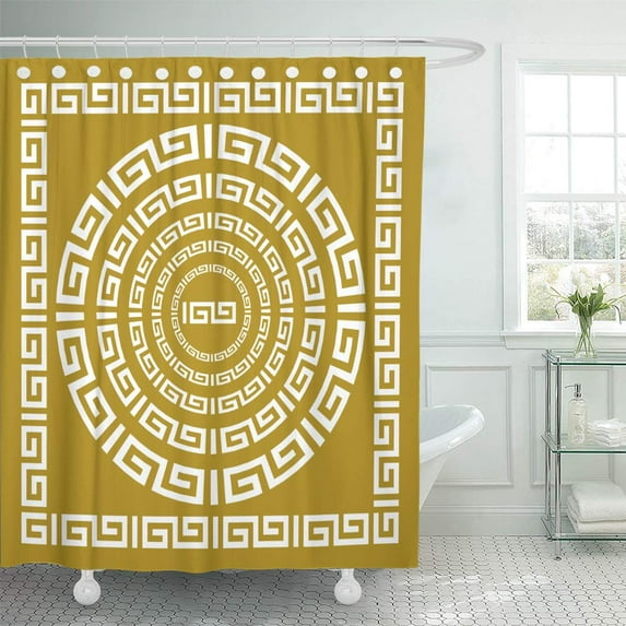 Libin Ancient Round and Rectangular Classical Roman or Greek Frame Art Shower Curtain 66x72 inch