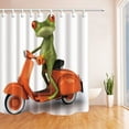 thumbnail image 1 of Libin Animals Frog Riding a Orange Motorcycle Fabric Polyester Fabric Bathroom Shower Curtain 66x72 inches, 1 of 3