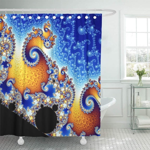 Libin Antenna Mandelbrot Satellite Spiral Fractal Math Mathmatics Trippy Shower Curtain 66x72 inch