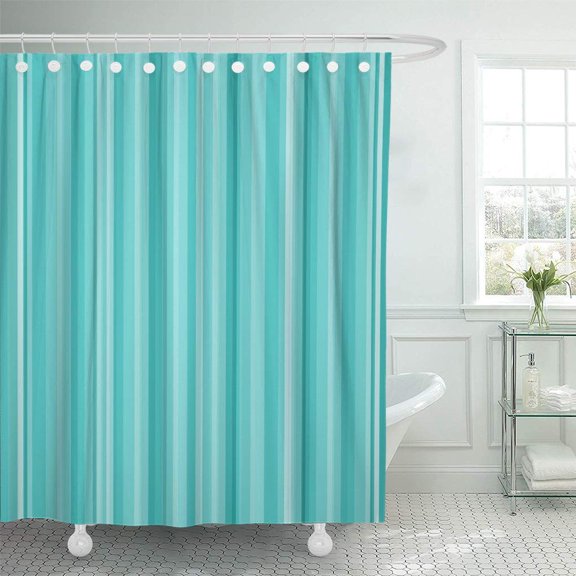 Libin Aqua Abstract Striped Pattern for Cute Light Blue Colors Shower Curtain 66x72 inch