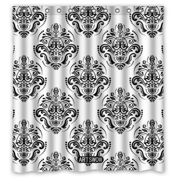 Libin Arabesque And Floral Elements Shower Curtain Polyester Fabric Bathroom Decorative Curtain Size 60x72 Inches
