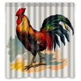 thumbnail image 1 of Libin Art Rooster Cock Shower Curtain Polyester Fabric Bathroom Decorative Curtain Size 66x72 Inches, 1 of 3
