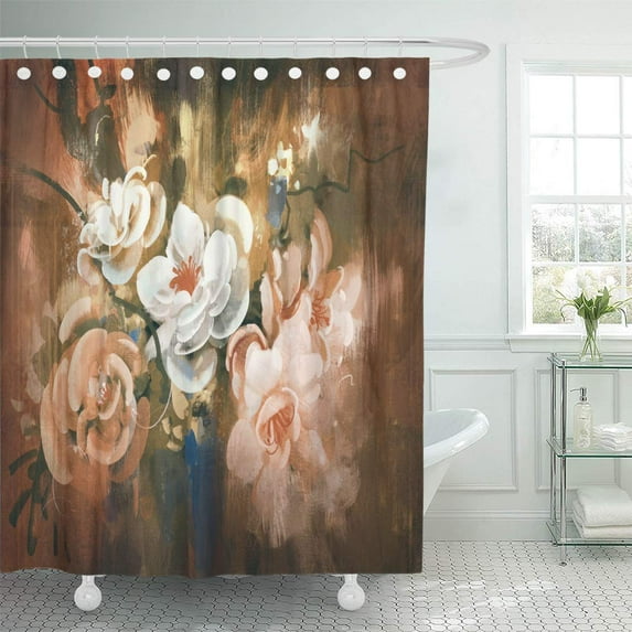 Libin Artistic Colorful Digital Painting of Abstract Flowers Artist Beautiful Shower Curtain 66x72 inch