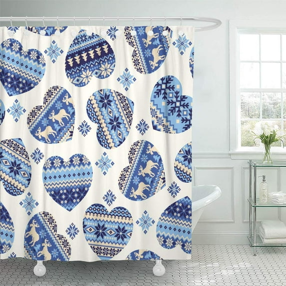 Libin Arts Consecutively Nordic Pattern Country Deer Geometric Heart Industrial Shower Curtain 66x72 inch