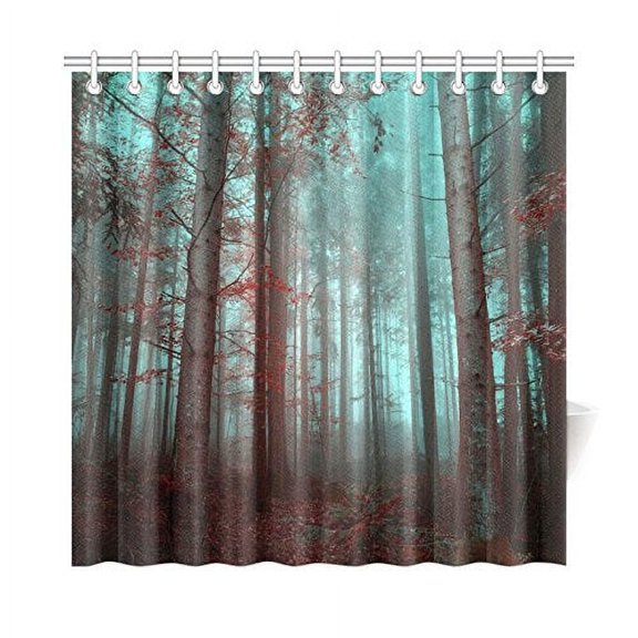 Libin Autumn Forest Bathroom Waterproof Fabric Shower Curtain 66x72 inches